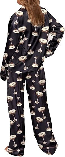 SHESHOW Satin Pajamas for Women Set Long Sleeve Button Down Sleepwear 2 Piece Nightwear Women Pjs Sets Size S-3XXL