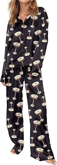 SHESHOW Satin Pajamas for Women Set Long Sleeve Button Down Sleepwear 2 Piece Nightwear Women Pjs Sets Size S-3XXL
